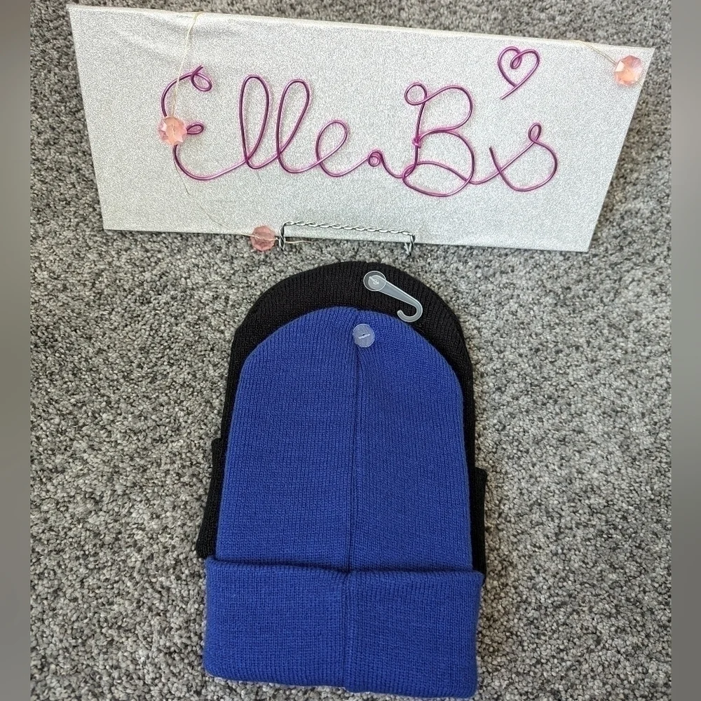 NWT Boys 2 Pack Winter Hat Blue and Black Kids Sizing